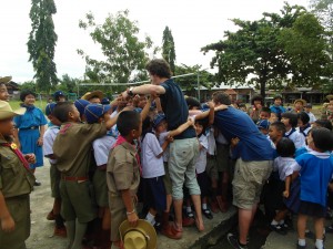 James saying goodbye to his students