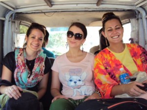 Ola with Lauren (Programme Manager) and Becky (project partner) on the way to their hosts