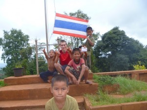 Andrew with students at a rural project