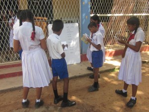 Pupils taking down this weeks words for their self-made dictionaries