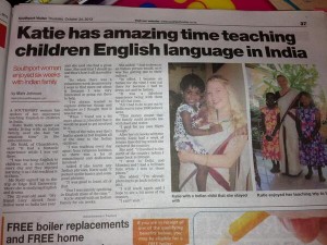 Katie in her local newspaper